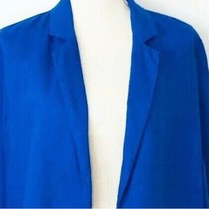 Chico's Size 3 Blazer/Jacket (Woman’s xL) Royal Blue Linen Career Dressy
